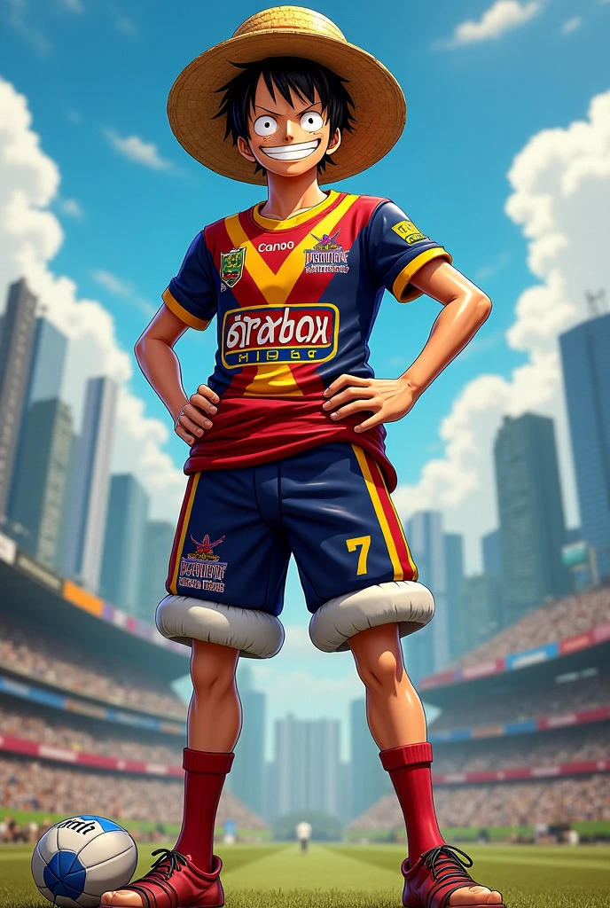 Imagine Luffy from One Piece playing soccer in Brazil with Neymar --auto --s2