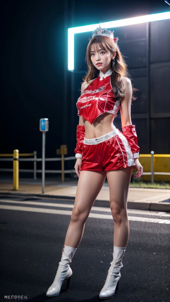 (masterpiece), ( MotoGP Racing Girls), (eyeliner:0.5),(blush:0.5), Black Hair, A faint smile, beautifully繊細な少女を指す, Highly detailed eyes and face, beautifully繊細な目, , ((Event List)), (MotoGP track background), (Highest quality, High resolution, reality, original, 8k,masterpiece, ),(((Dynamic pose))),(((Center Perspective))),(((Show the underside of the chest ))),(((Red miniskirt lift:1.5))),(((Bare inner thighs))),(((F1 cars on display))), (Vibrant colors:1.2), (beautifully),((The skirt flips up and the lining is visible:1.4))、((windy upskirt:1.4))、((Strong winds:1.4))、((Strong windsでスカートぎ大きく捲れ上がる:1.4))、((showing underwear:1.4))