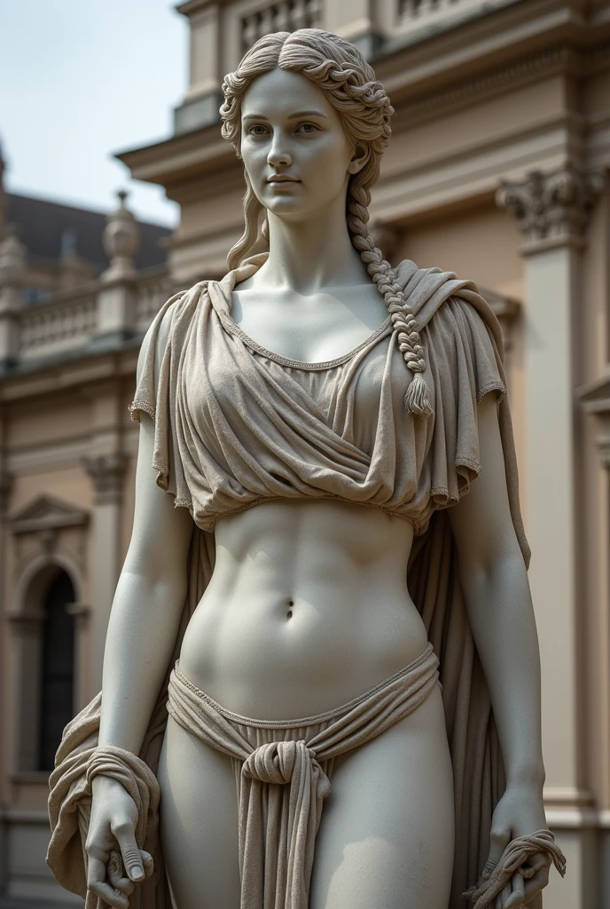 ancient greece, female stone statue, huge breasts,