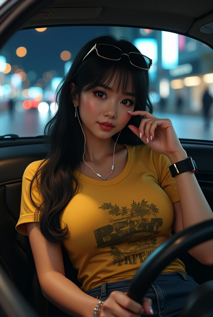 1lady sitting in a car, mature female bangs tourmaline frange kunzite, pink blush kind smile jewelry, looking at viewer, car interior, solo, purple eyes, steering wheel, white shirt, off shoulder, black jacket, sleeves wrist scrunchie, (sitting on passenger seat), (stylish outfit), ultra_high-details ultra_high-quality ultra_high-definition ultra_high-resolution UnrealEngine5 ultra Cinematic_sunLight Epic tmasterpiece dynamic composition, ultra-professional photorealistic, ultra-detailed, large breasts BREAK holding a coffee cup BREAK (car indoors:1.2 deep path equirectangular) passenger seat (seatbelt:1.2), population glass strange glow "Heavy Metal" chrome extremely detailed, reflection, nude, sex, nsfw, naked, transparent, varies multi etc. --v6 --s1000 --c20 --q5 --chaos100