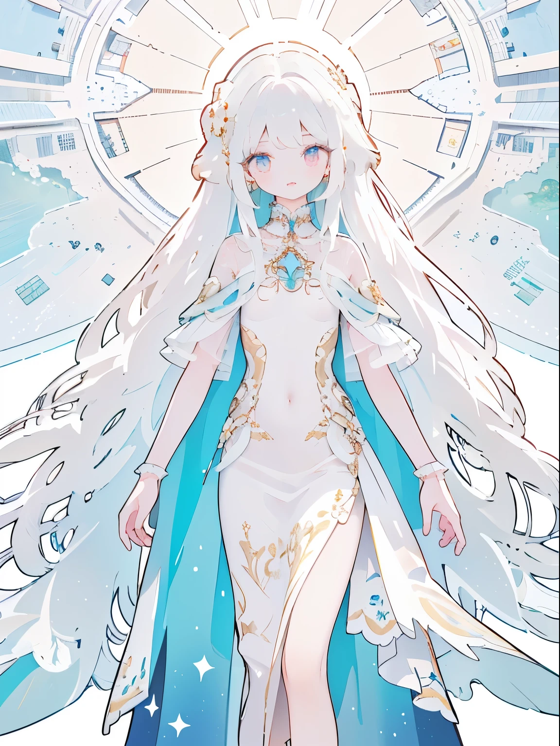 ,  long hair,  flat chest ,  one hand behind the head , White hair, ((super  long hair)),  blue and pink gradient eyes,  White Skin,  high quality , White military uniform,   high resolution  ,  HD, Dynamic,  masterpiece,  Best Quality,   super detailed  , illustration,  exquisite and meticulous eyes, (( masterpiece)), (( Best Quality)), ((  super detailed  )), (illustration), (detailed light ), (( very delicate )) , ( exquisite and meticulous eyes), ( sunshine),  1 girl,  unique , whole body: 1.2,  beautiful and detailed girl , ( perfect anatomy ), (Correct limbs),  high quality , extremely detailed  masterpiece, ( Ultra-realistic illustration),  watching the audience,  unique  focus, whole body