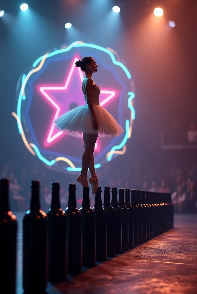 a cantora loira Taylor Swift de olhos azuis, no centro de um palco vestida com um body com pedras de cristal, Her dancers choreographing around her with smoke rising from the ground and a giant snake on the screen