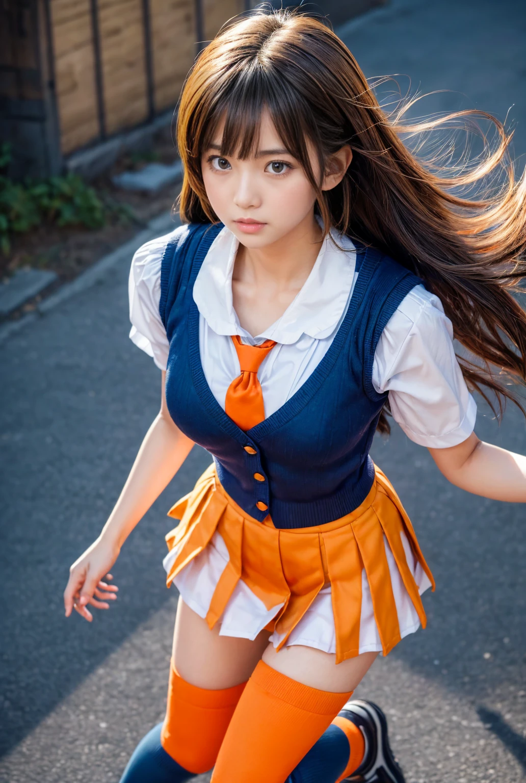 (extremely detailed CG unity 8k wallpaper, masterpiece, best quality, ultra-detailed), anime-style, school uniform, academia, cute girl, dynamic pose, vibrant colors