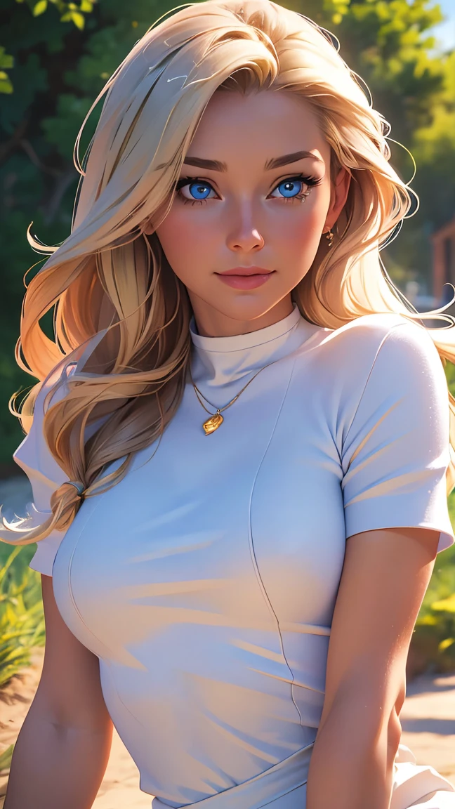 (best quality,ultra-detailed,photo-realistic:1.37),bright and vibrant colors,studio lighting,playful expression,stylish makeup,long blonde hair flowing in the wind,alluring eyes,glossy lips,sexy pose, Tennis, smiling in a confident and seductive way,posing for a professional photoshoot,shallow depth of field,highlighting the main subject,soft natural lighting,creating a dreamy and magical atmosphere.