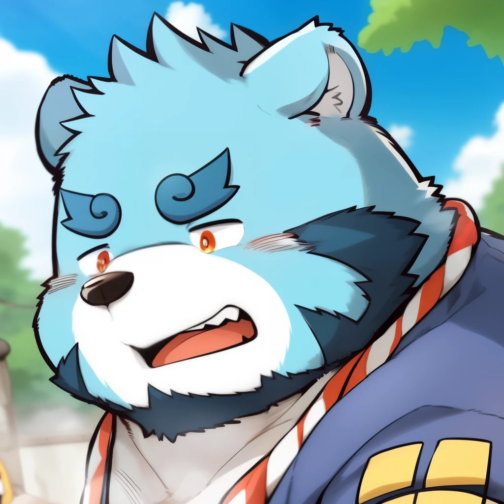 (kemono:1.2),furry,shiquanjie,2 blue bears,fuck, whole body