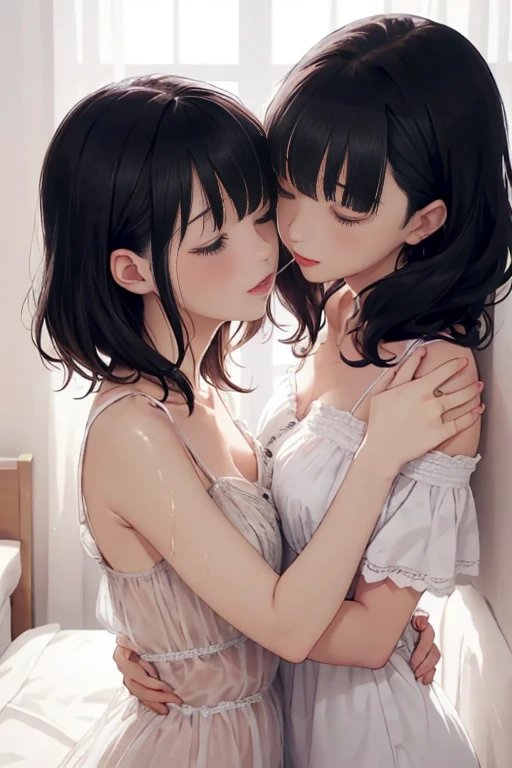 highest quality, Super detailed, Ultra-high resolution, Ultra-high definition 4K, 2 girls, Private room, Put your hand on someone else's crotch, NSFW, kiss, dress