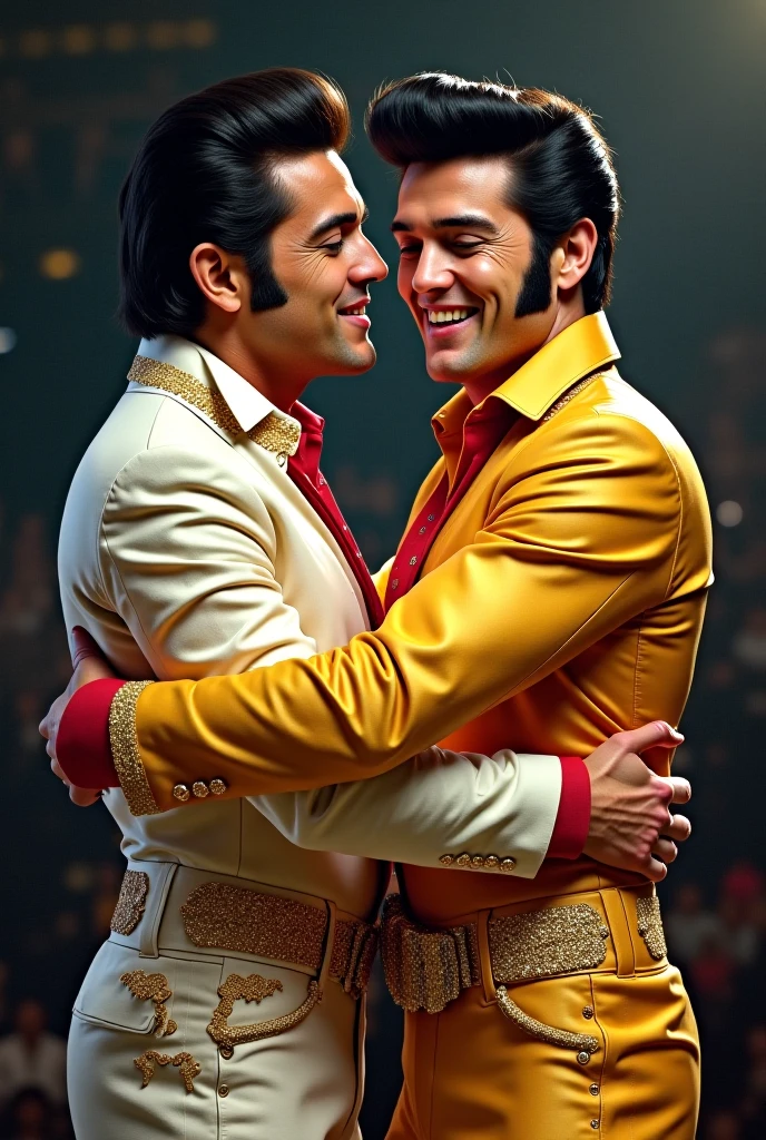 Act I：2 Plump men, chubby, extremely thick thighs, large belly, fat, wearing a jacket, white formal wear, sports glasses, bearded, watch on wrist, pulseiras no pulso, gold chain around the neck, rings on the finger, they are talking and gesturing with their hands.
Act II：Now they are sitting in a chair eating burgers at a table in an outdoor cafe talking, your cell phone is on the table。
Act III：now the two men are at the mall in a men&#39;s t-shirt store and they are examining the t-shirts 。

Act IV：they are inside a music club with a DJ and lots of people dancing around them they are drinking drinks。
Act V：They&#39;re in the car driving at night going to their apartment。
Act VI : They are looking at each other and caressing each other and then kissing each other on the mouth.  Act VII : Entering the apartment they are having drinks and soon they take off all their clothes and caress each other they get excited. They start having sex on the living room carpet, they are feeling enormous pleasure, it is a very intense sexual relationship, their bodies are exaggeratedly sweaty with pleasure and sex, ((( sexual act similar to Japanese henrai)))