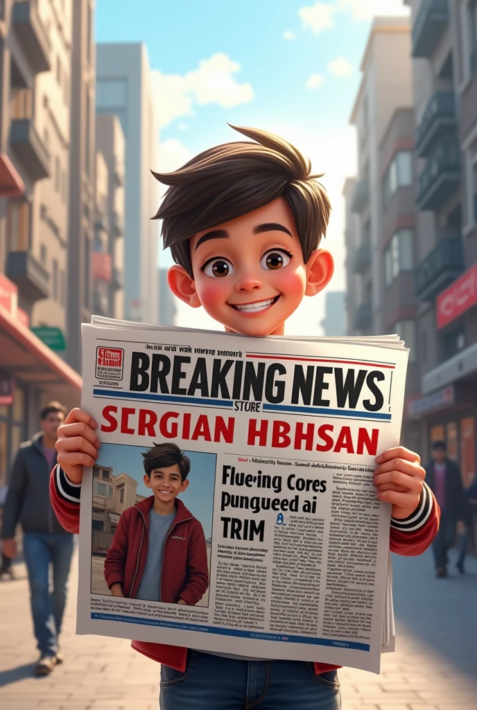 A Disney pixar movie poster, featuring a young boy with medium shaggy hair, wearing a black amd red bullet proof vest with the words LOOMIS on it in white, background ATM cash room, money is falling from above, the movie title at the top says "Lil' Stefan", text at the bottom saying "in theaters August", Disney pixar logo above title, actor names and studios details at the bottom, highly detailed, best quality, 4k