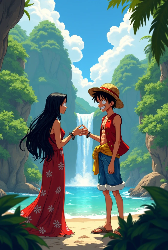 One piece luffy and naked boa bath seen