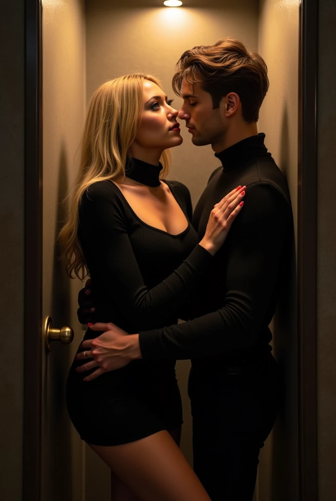 (Best quality,a high resolution),1 boy, 1 woman, boy and woman having sex on the table, damn, woman with bent knee, skirt up, Sex missionary position, I&#39;m watching from the side, detailed facial expressions, boy&#39;s gaze, inserts penis into woman&#39;s crotch, passionate embrace, sensual atmosphere, Soft lighting, artistic rendering, Bright colors.