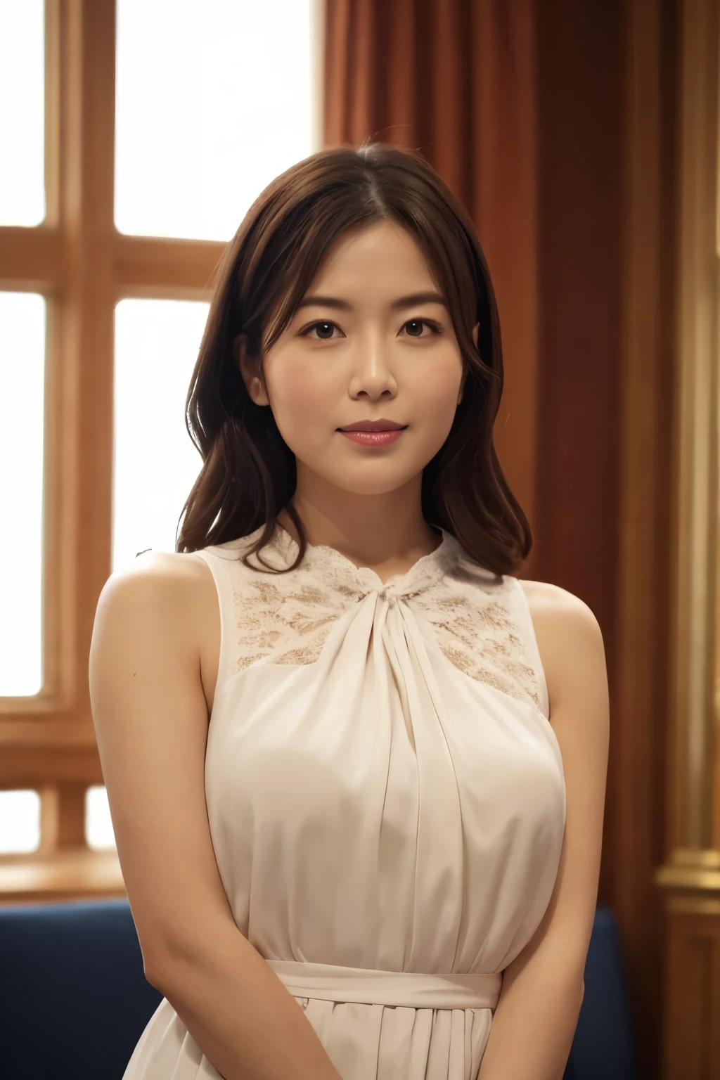 Tabletop, Beautiful woman, (30 years old、Japanese), (Library Background、mechanical、Bookshelf), ,(((White shiny tight dress))), (((Beautiful Hair、Bob Hair, Brown Hair))), (D cup breasts:1.3)、feet, (Skin Texture:1.1), highest quality, 超A high resolution, (Realistic: 1.4), RAW Photos, , Nikon D850 film stock photo, F1.6 lenses, Rich colors, Realistic, Cinestill 800, Backlight, Rim Light, Studio Lighting, Erotic photos, mechanicalの上でかがむ:1.3