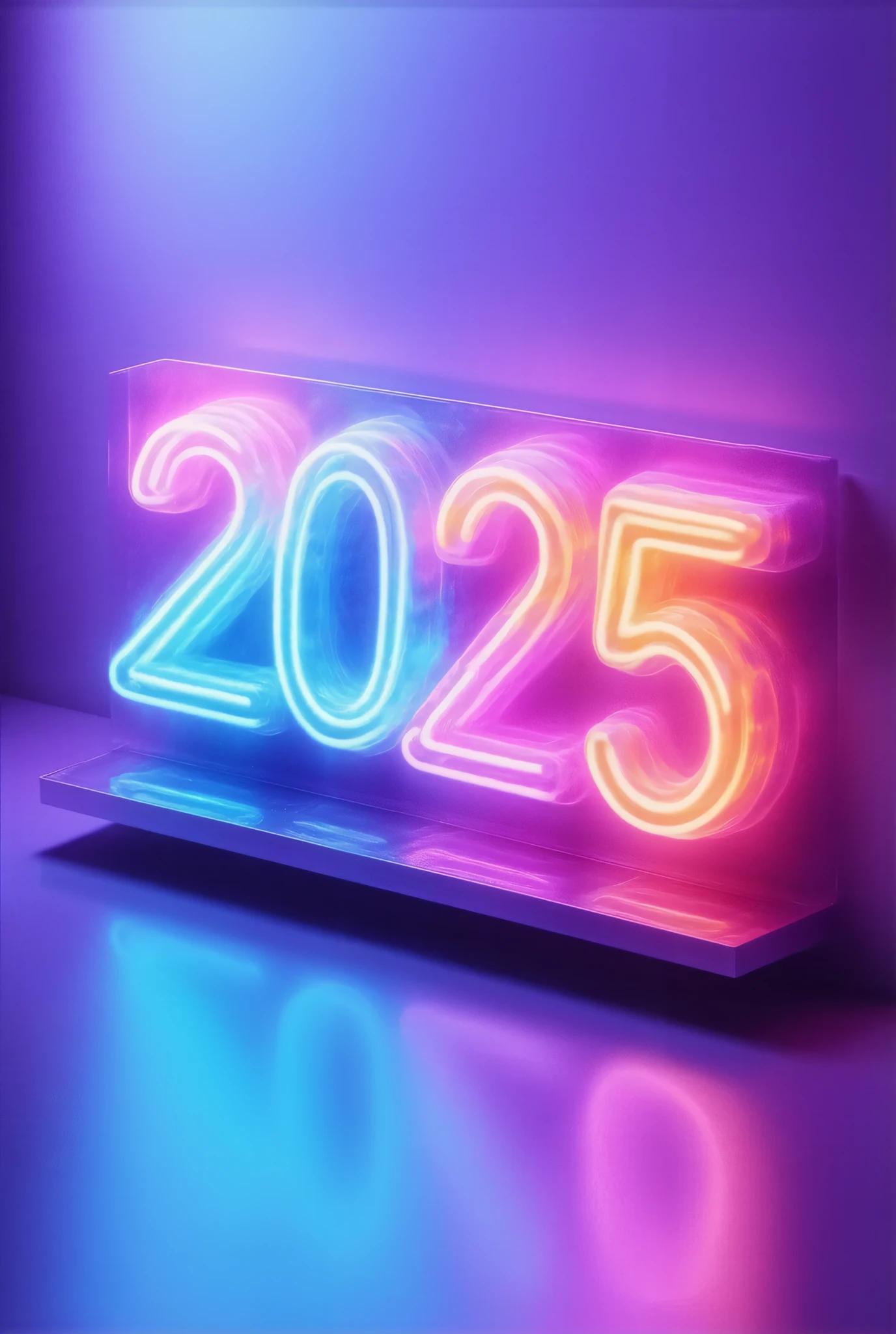 "Futuristic 2025 Neon Typography"
A sleek, glowing "2025" in a futuristic neon style, with a metallic 3D effect and vibrant cyan, purple, and magenta lights.
The numbers have a subtle digital glitch effect with soft reflections, giving a high-tech cyberpunk vibe.
The background is fully transparent (PNG format) for easy integration into various designs.