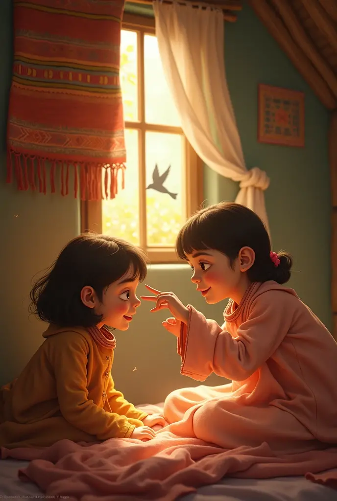 Gudia returns to the bed of the village girl Ayesha's bedside and gently places her tiny hand on Ayesha's head. Ayesha's eyes begin to flutter open, revealing her surprise."