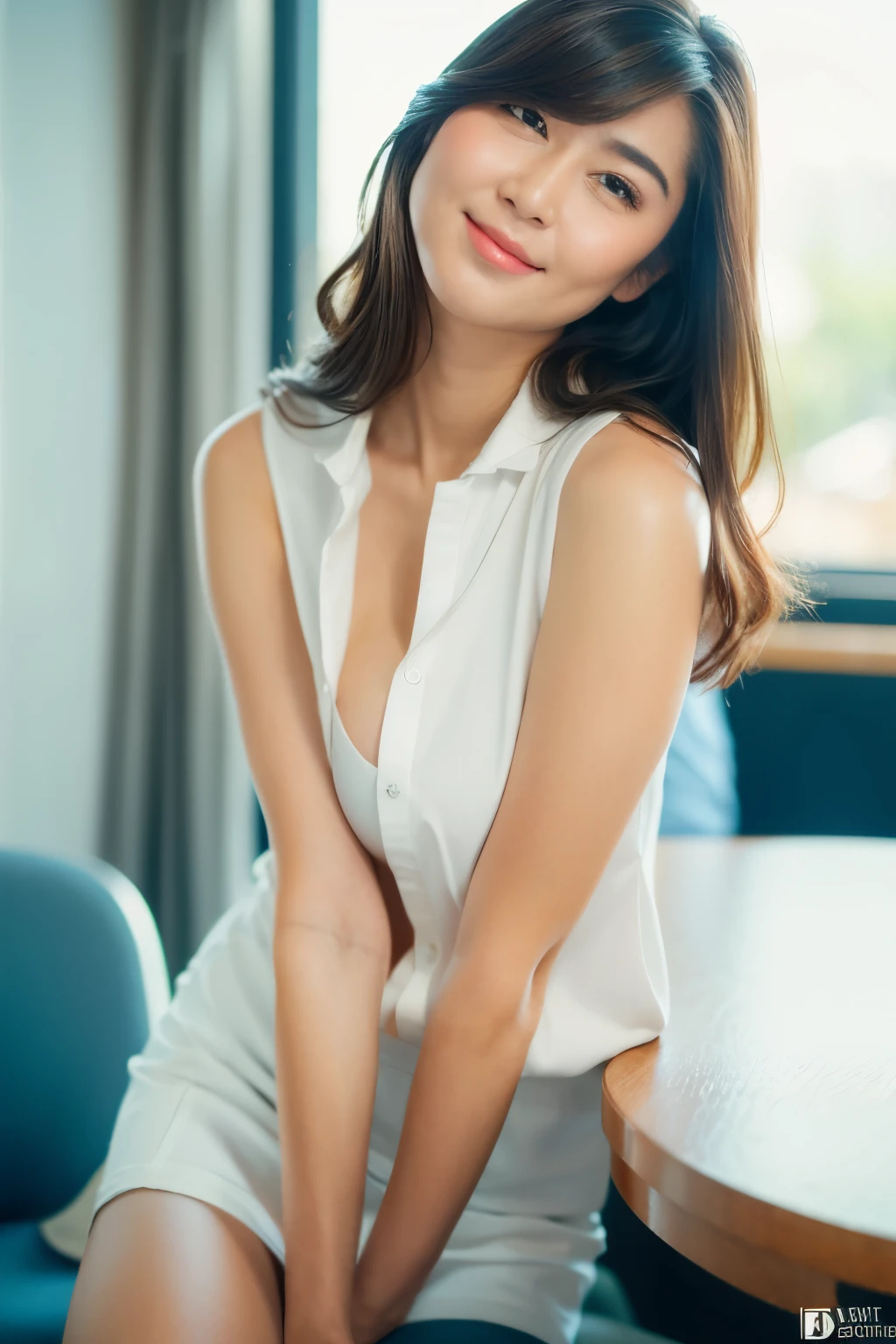 Newcomers to the workplace，Oriental Girl，bust，Smile，，big eyes，confidence，Sunlight，best quality，4K