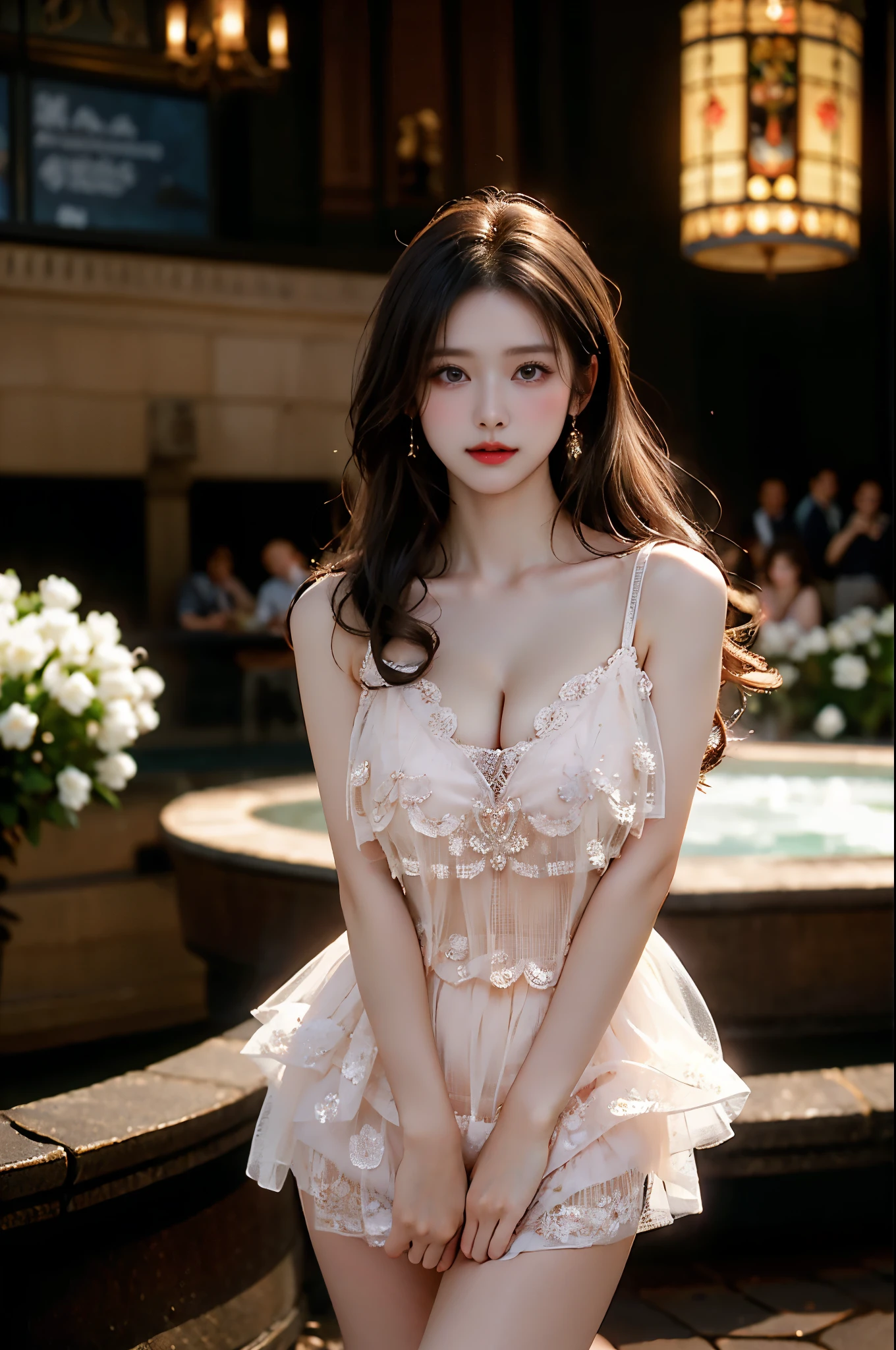 Film Portrait Photography、masterpiece,highest quality,Ultra-high resolution、Beautiful girl,Mature Woman、Exposing shoulders,Shoulder-length wavy hair,Random Hair、Calm,Calm,(Realistic eyes,Natural skin texture,Realistic facial details)、((at the park))、((Detailed dress,Elegant long tight dress:1.57))、8K Photo,(Photorealistic:1.37,Surreal),Highly detailed 16K raw photos:1.5、One girl,(((Perfect body:1.2)),(Beautiful breasts:1.2),Amber Eyes,Eye highlights,Downcast eyes,Looking at the audience,(((Straight from the front)))),Smile shyly,(high quality skins:1.2,shiny silky skin),Anatomically accurate depiction、8K Ultra HD,Digital SLR,Soft and dramatic lighting,Depth of written boundary,Bokeh,Vivid details, In detail, Surreal, 35mm Film, Absent-minded, movie,super high quality,Film Grain,Fujifilm XT3,((whole body: 0.95)),(Professional Lighting:1.4)、