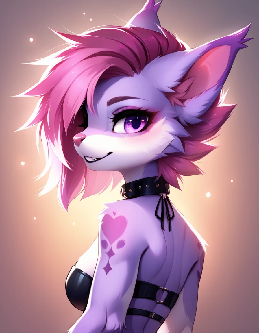 ((face painting)), ((masterpiece, best quality)), (anthro furry:1.3, anthro:1.3, hairy:1.2, female solo:1.2, neckline, ahegao), by teranen, (coffeesoda:1.1), teranen, fox, anthro, female, solo, pleasure face, Breathless, pink right iris, pink left iris, pink body, big boobs, chubby, white hair, white bangs, pink hair, pink ears, (neve_meio environment), chest fluff, heart eyes, ((SFW))