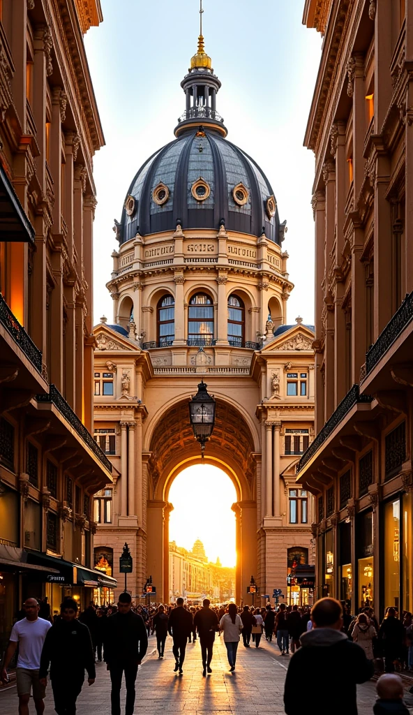 Queen Victoria building in Sydney Australia at sunset, this is the biggest neoclassical building in the world, it is the size of 18 city blocks, multiple domed ceilings, stained glass rosette windows