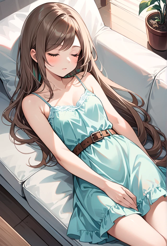 ()，highest quality，Beautiful face in every detail，cute，Dark brown eyes，(背の低いcute女の子，Smallg student，Yoicate girl）,（masterpiece，Top quality)，Black Hair，Sleepy expression，Sleeveless，(White shorts)