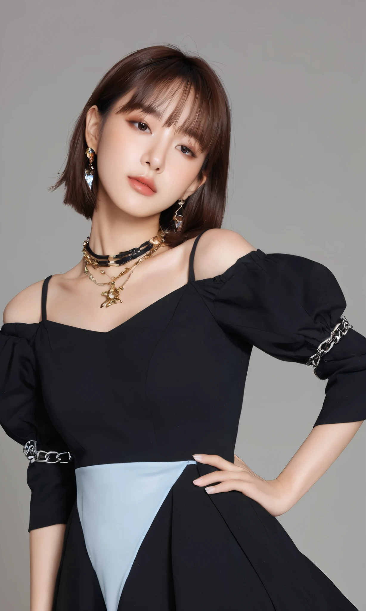 Un primer plano de una mujer con un vestido negro y un collar de oro, Sun Yunjoo, Heonhwa Choe, Lalisa Manobal, Blackpink Jennie, Lee Ji-eun, Lee Ji - Eun, Modelo de moda femenina coreana, Shin Min Jeong, Parque Ji-min, Janice cantó, hwang se - on, Jinyoung Shin