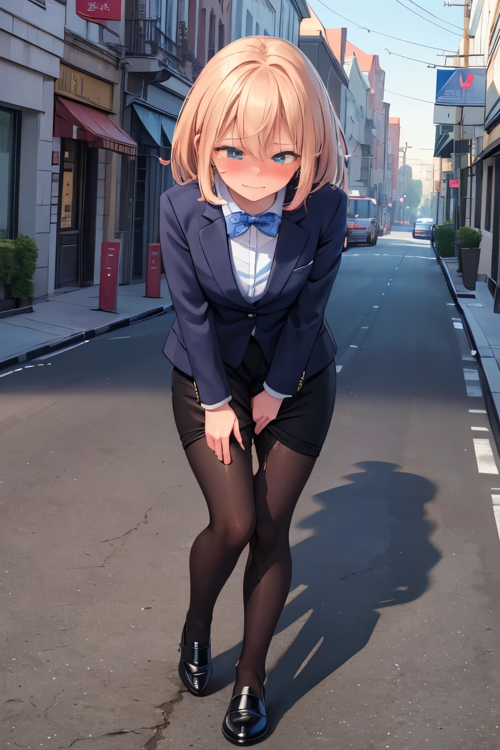 Portrait, official art, best masterpiece, best quality, best resolution, 8K, best detailed, perfect anatomy
BREAK
(Front view, looking at viewer)
BREAK
1girl, (Amelia watson:1.0), Blonde, blue eyes, monocle hair ornament, amelia_casual, frilled shirt, collarbone, black skirt, pantyhose,
BREAK
have to pee, (standing), (pigeon-toed:1.1), slim thighs, (hold your crotch, both hands between legs:1.3), (leaning forward:1.2), (trembling:1.4), (thighvibe), (vibrator in thighhighs:1.3), Dripping pussy juice
BREAK
(disgust:1.5), (female orgasm:1.2), (blush:1.3),  (crying, tears:1.2)
BREAK
(outdoor:1.3), (crowd, multitude:1.3), sidewalk, city, very fine and detailed 16KCG wallpapers