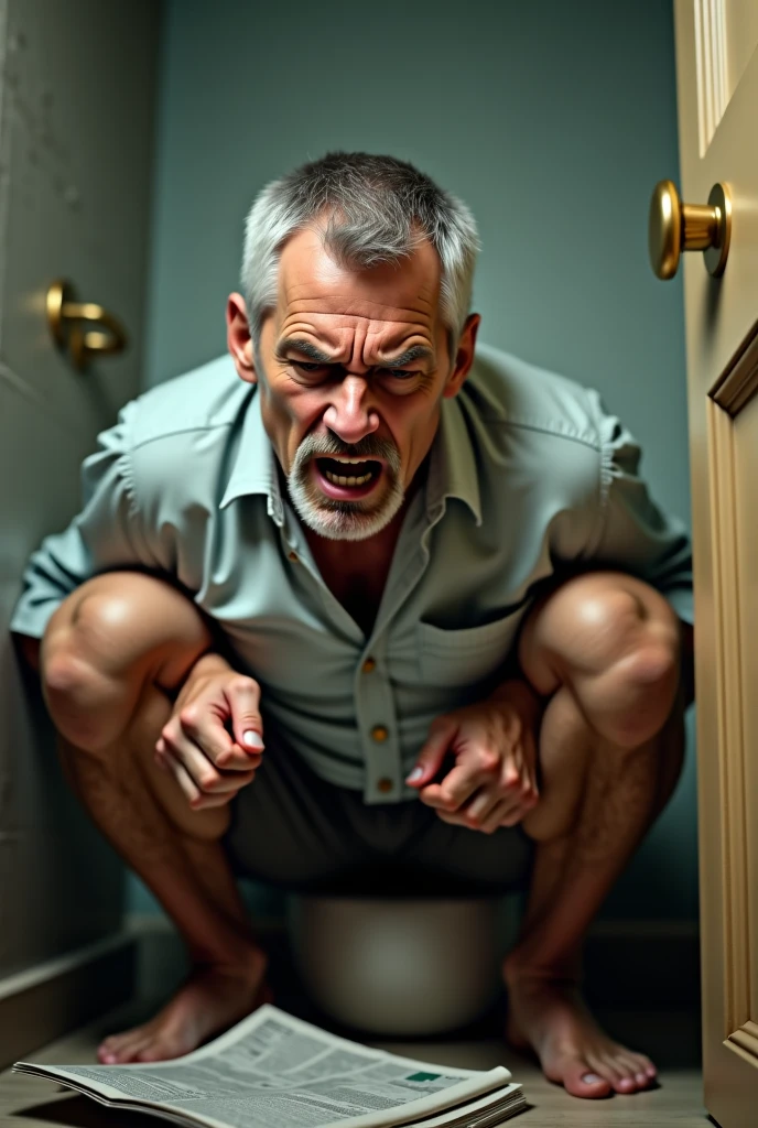 Man in bathroom unable to urinate