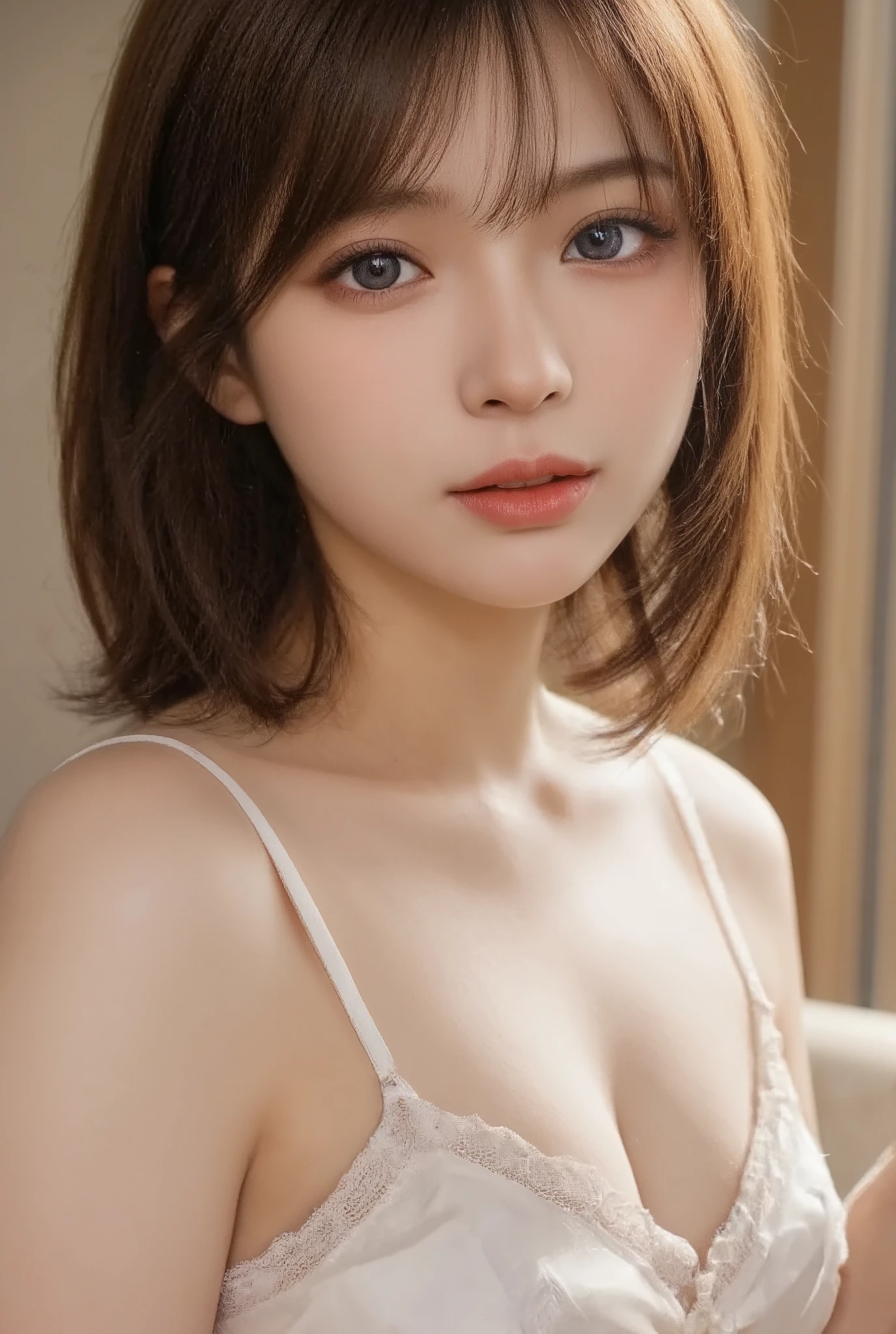 short hair , Beach , dischevel hair , smile, Japanese Women, super beautiful, soft and face , bright hair color, 8k resolution, super real, Ultra Fine, Night with toned butts, LONG WAVE HAIR、((( little chest)))、((( SMALL BREAST: 1.2))),(( Highest Resolution , 8k, Masterpiece: 1.3)), Ultra Fine face, Ultra-thin lip, beautiful eyes, ( sexy:1.2), full body,