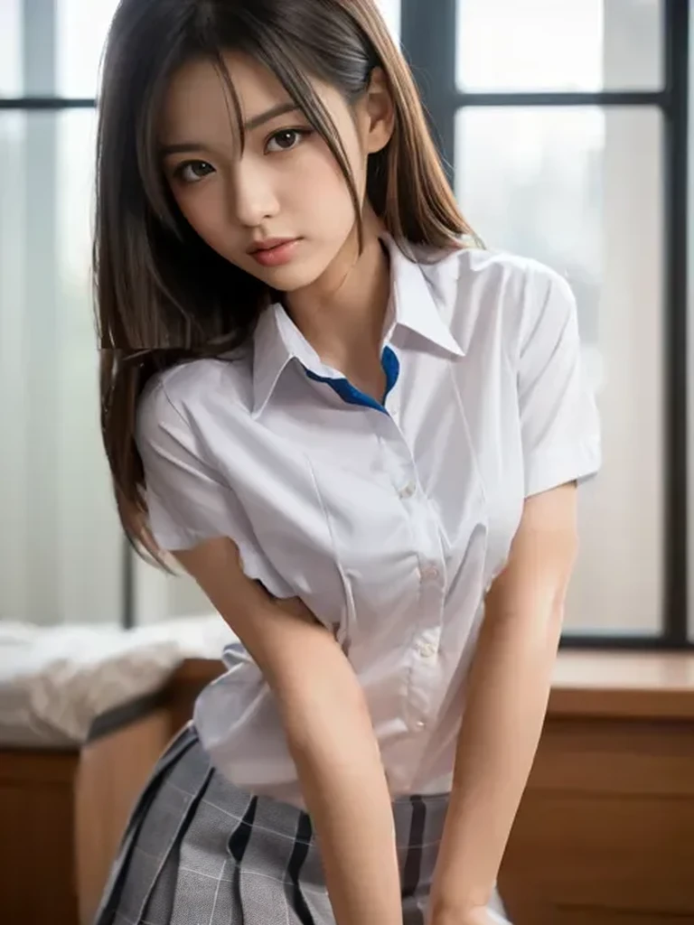16K quality、最high quality, High resolution, Actual Photos, (Ultra-realistic、Realistic)、spread legs、show white panties、sexly,((Full body portrait))、(((very beautiful blonde teenager)))、 ((sitting on a chair in the classroom))、 (((blonde)))、 ((Shiny Hair、stick out one ear、Medium Long Hair))、(blue eyes)、((idols wearing Nogizaka uniforms))、blazer、Neck ribbon、Checked mini skirt、Brown Loafers、(Big eyes、Very beautiful and subtle makeup, Light makeup, blondeの美しい髪)、((Her legs are spread open and her miniskirt is rolled up to show off her White panties.))、((Do not hide your panties))、(White panties)、Highly detailed eyes and face、Well-groomed nose、Thin eyebrows、(Perfect Eyes)、Perfect hands、Perfect Fingers、 (F Cup Big)、はっきりしたdouble eyelid、Patchy's eyes、clear, Beautiful face and well-proportioned eyes, ( Very beautiful and subtle makeup, Light makeup、Well-groomed nose、Thin eyebrows), Border Light, (Soft Light, high quality, Smooth and sharp, 10x pixelation, Beautiful Eyeshadow),((Browsing Caution))、((Ecstatic expression、reach sexual climax))、mouth hanging open、Sexy mouth、(Cute Japanese)、 smile、Fine and beautiful lips , Cute round face, Plump thighs、Accentuate your thighs、Hairstyles with bangs、Delicate body、slim、Light-reflecting skin、Model body type、Detailed fingers、Beautiful Eyes、Long eyelashes、8Head and Body、Low Angle、Light reflected in the eye、Makes your face smaller、double eyelid、Big eyes、Lip gloss、Looking into the camera、Background blur、Cinema lighting from the front、Light on the face
