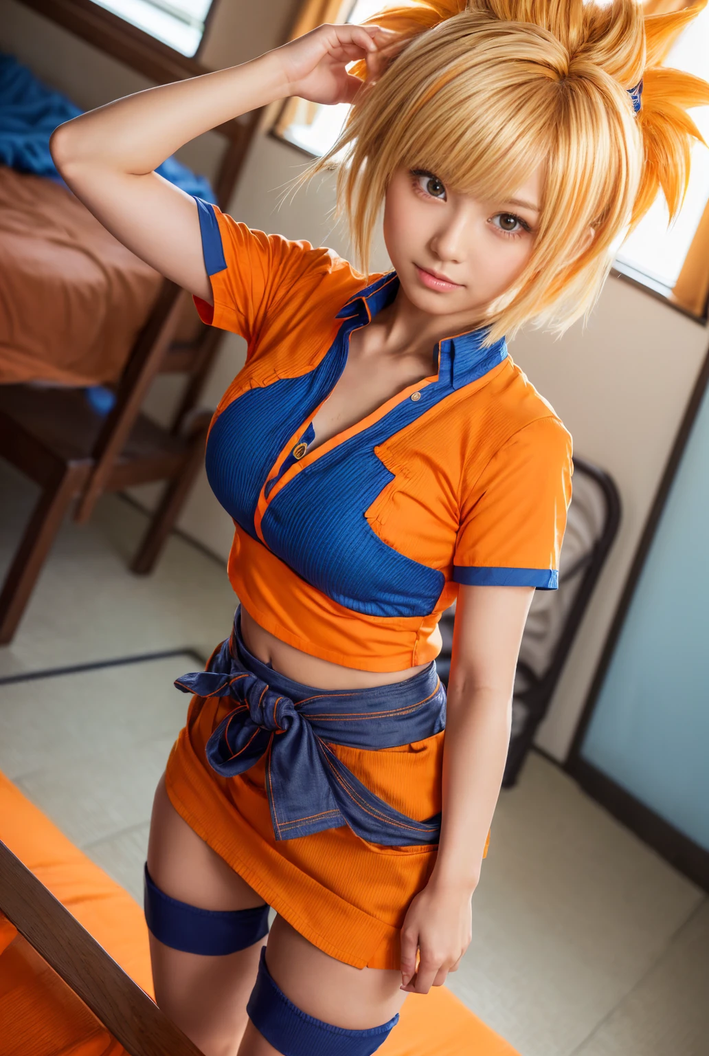 cute girl, She wears Goku's outfit from Dragon Ball ⭕⭕⭕