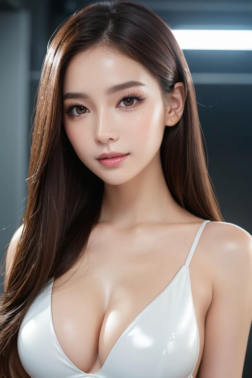 8k wallpaper, RAW Photos, (A small smile:1.1)、( Big Breasts :1.4 )、( Diamond Earrings )、( beautiful )、( Silver grey hair )、( Silver Eyes )、 highest quality、 masterpiece:1.2、( High Contrast、 Ultra-high resolution、すべてがUltra-high resolutionでレンダリングされます、Masseter region、 Attention to detail、Realistic photorealism:1.37、)、Portraiture、The perfect angle、 Professional photos, (Full body image)