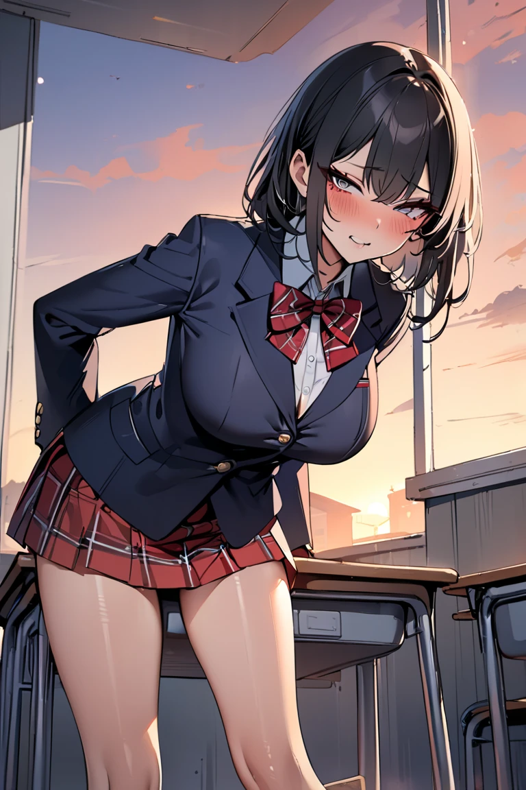 masutepiece,Best Quality,(Cute illustration:1,2),(Absurd realistic structure details),(High resolution complex and detailed text quality),(High-resolution microstructure,High poly 3 boobs D rendering correction),Methods of geometry,Careful explanatory anatomy,
Beautiful Girl, (17 years old girl), Very detailed, colourfull, highest details, 1 beautiful girl, Solo,(Cute:1.5),(Chibi:0.8), (kawaii:1.5),(Lori:0.5),(girl, Cute, Cheerful, Loli face, slightly bulging chest),(A dark-haired,Disheveled short bob,tareme,Pink eyes:1.55),(sano,A smile,Bad face:1.2), (White rabbit ear headband:1.2),Shiny skin,Clear skin, Beautiful skin,(best quality face),(Top quality glowing eyes), (The best smile,Doya face:1.45), BREAK is BREAK (white and black theme:1.4), (black fake bunny ears:1.3), (fusion of long sleeve white collared-shirt and black corset with suspenders:1.5), (black fishnet stockings:1.3), (high heels:1.1),
BREAK (red theme:1.3), (red tie:1.4), (red pleated skirt:1.4),
BREAK, 鎖骨,Hair intake, Hand up, Navel, Parted lips, Solo, Stomach,architecture, Blue sky, (autumn forest:1.2), wooden building, Kiyomizu-dera Temple, balconies, Blue sky, crystal clear skies, Blurry background, longshot, Standing, Sunset, Thighs Thighs Thighs\), Twilight,Happy,Laugh,blush,Opened mouth,Closed eyes,Beautiful sunset,Twilight,Backlighting,Waterfall,depth of fields,
BREAK,wakame,wakame,wakame,(Dynamic Angle:1.4),
BREAK,(Blurry background:1.3),(absurderes, hight resolution, Super Detail Art),cel shading,Clear Color, Lonely optical effect, Beautiful pictures, Bright glow, mystic atmosphere,(Close-up of girl:1.1), Mystical light particle effect,manga influence, clean line drawings,
