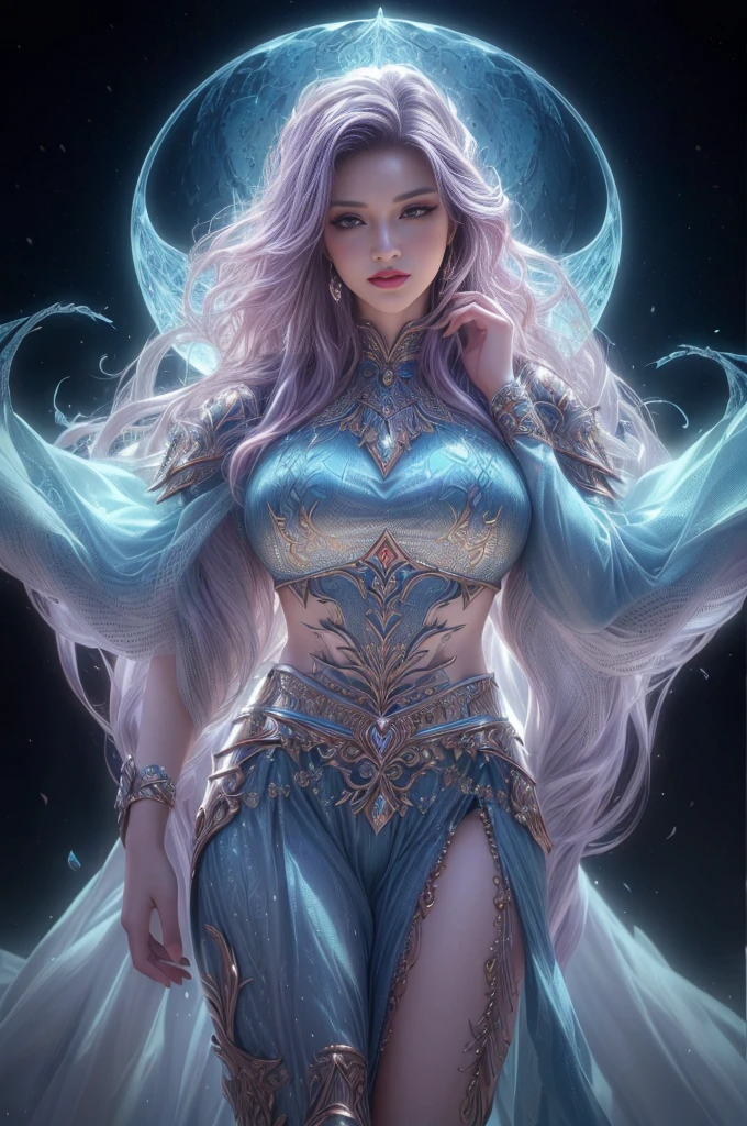 (best quality,4k,8k,highres,masterpiece:1.2),ultra-detailed,(realistic,photorealistic,photo-realistic:1.37), strong feminine presence, confident facial expression, fierce and alluring gaze, flowing long hair, sensual and seductive lips, captivating and vibrant colors, dramatic lighting, textured and detailed armor, fantasy landscape background