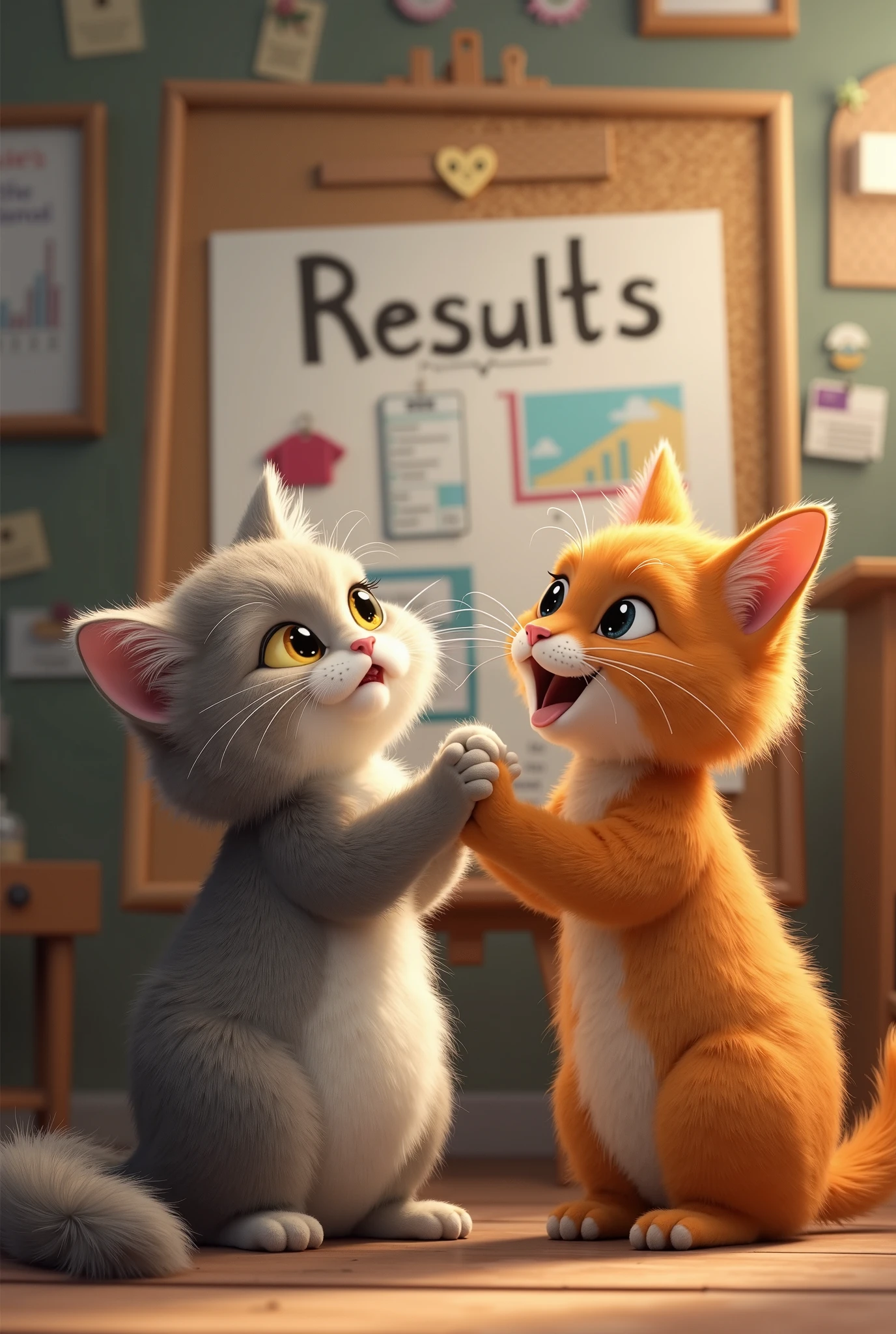 Two cats in a school class one cat pour water on another cat animated cat poure water o head of other cat due to jealousy