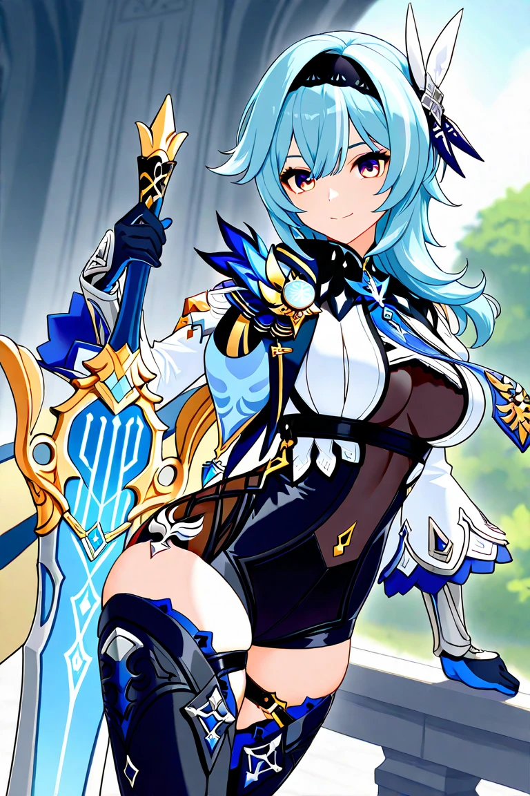 a tall, muscular girl, with blue hair. She is underwater. She has a fierce look, and wears a female warrior outfit. her eyes are dark blue. she looks older, more mature and very capable and strong. her clothes aren't too revealing.