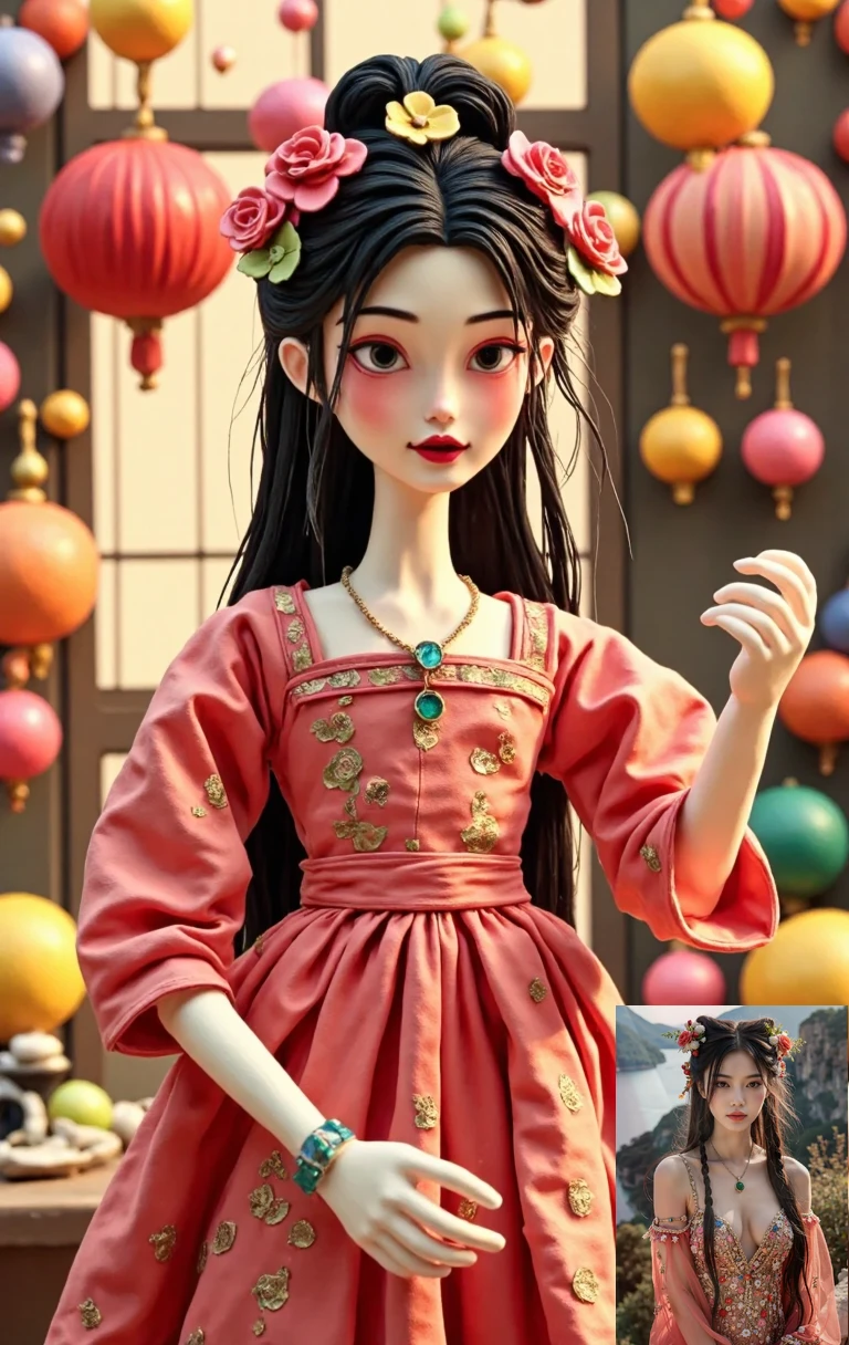 <lora:detkokosh:1> , detkokosh, 1girl, apple, bangs, black hair, blunt bangs, blush, bright pupils, brown eyes, flower, food, fruit, hair ribbon, hands up, highres, holding, holding food, holding fruit, kotoppe neko, leaf, long hair, long sleeves, looking at viewer, red ribbon, ribbon, smile, solo, upper body, white flower, white pupils