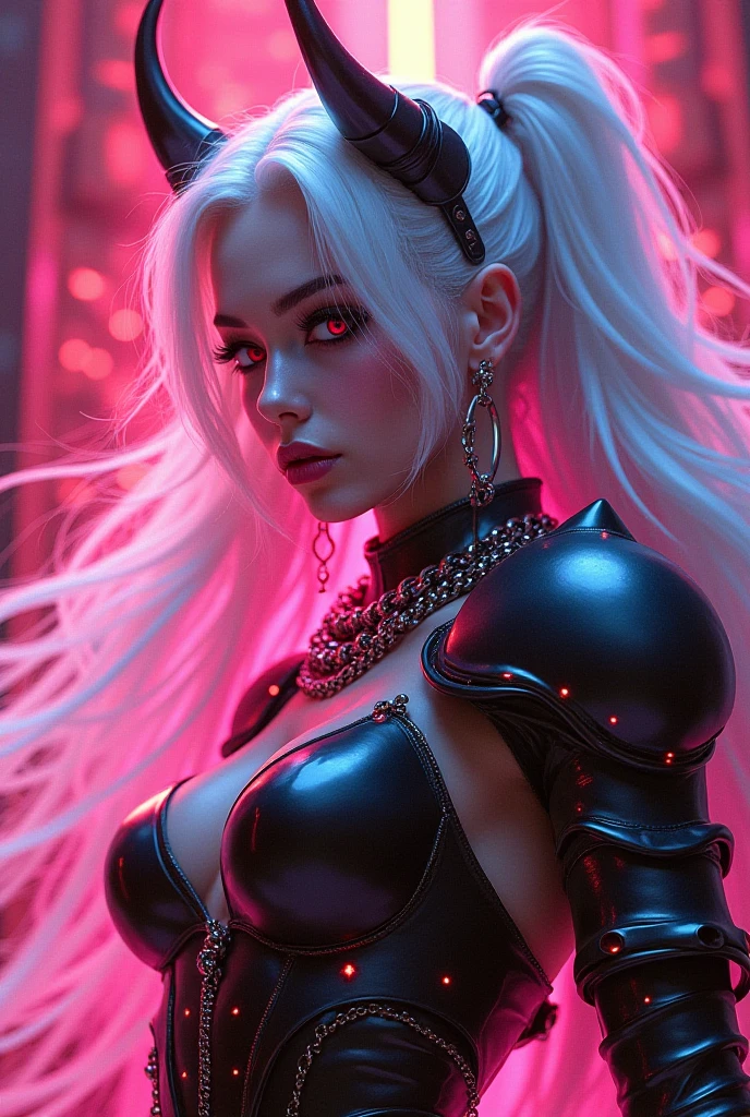 blonde, black rose in hands, fair skin, predatory eyes, mole on cheek, braided hair, dark makeup, black lips, pink dress, elegant cinematic pose, 3D rendering of 8k characters, future city background, cyberpunk art inspired by rossdraws , cgsociety winner, gothic art, cyberpunk art style, seductive cyberpunk dark fantasy, cyberpunk dark fantasy art, cyberpunk horror style, gothic - cyberpunk, cyberpunk woman fatale, ornamental gothic - cyberpunk, cyberpunk theme art, cyberpunk dark fantasy, advanced cyberpunk digital art