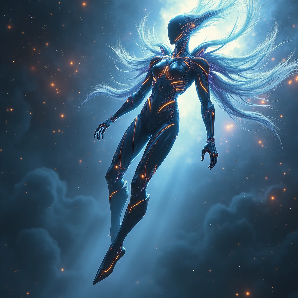 entirely white humanoid creatures, no face, organic mask in front of the face, magnificent creatures, very skinny, very tall, very long arms, very long legs, no hair, high quality, 8k, high definition, very detailed, very realistic, background field of multicolored flowers, epic pose, character looking at the sky.
