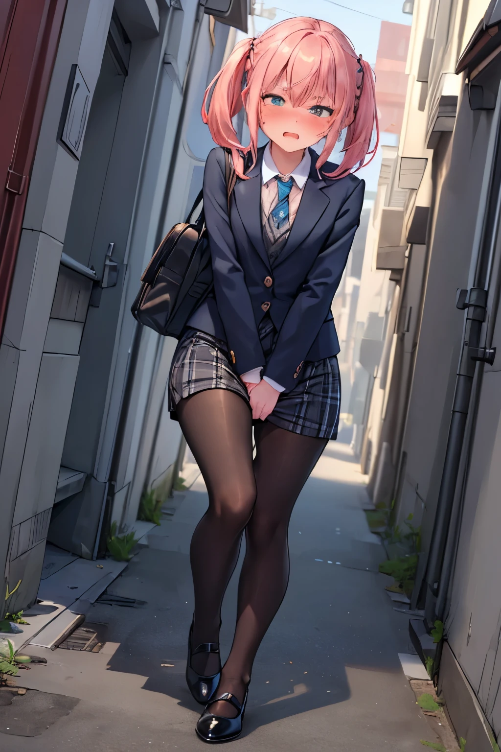 Anime girl posing for a photo wearing a short skirt and tie, a hyper現実的なhigh school girl, hyper現実的なhigh school girl, 現実的なhigh school girl, Enchanting anime girl, beautiful anime high high school girl, high school girl, Revealing clothing, Realistic Anime 3D Style, Wearing a skirt, [ 4k digital art ]!!, Touching her clothes, cute , Beautiful and detailed anime art