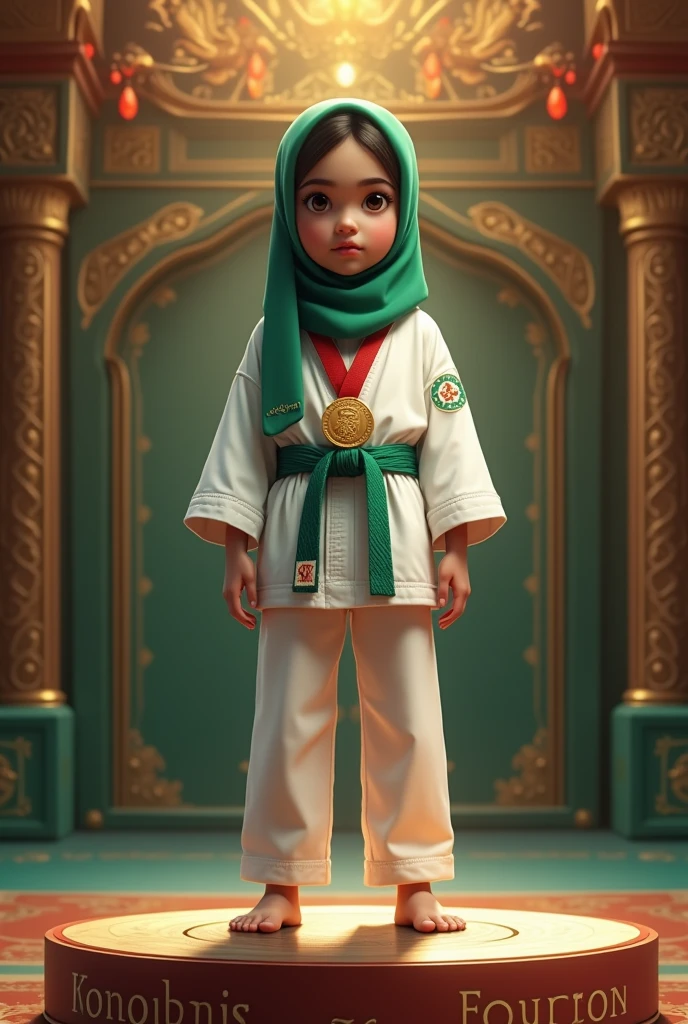a realistic 1girl wearing a hijab, detailed beautiful face, Hijab Muslim. Wear pink white.small Safety Pink google spectacle top of the head. Age 15 year old. Jump on and have a super strong power. One hand lifting the 50kg dumbbell. Bokeh background. At the garden. Wear sneakers white boots, detailed lips, long eyelashes. Hero, modest expression, delicate facial features, natural skin tones, hijab covering head and neck, detailed folds and textures of hijab, natural lighting, high quality, photorealistic, 8k, best quality