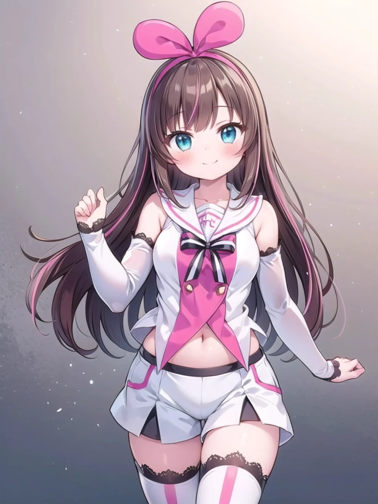 ((on the screen of smartphone camera app frame))viewfinder, azusawa kohane,project sekai,skirt lift bymyself,panties shot,glowing pink pupils,expressionless,facing down,drooling,wariza,light brown hair,short twintails,backwards hat,open pink jacket,grey inner blue skirt,black knee-high socks,smile,solo,cowboy shot,graffiti,