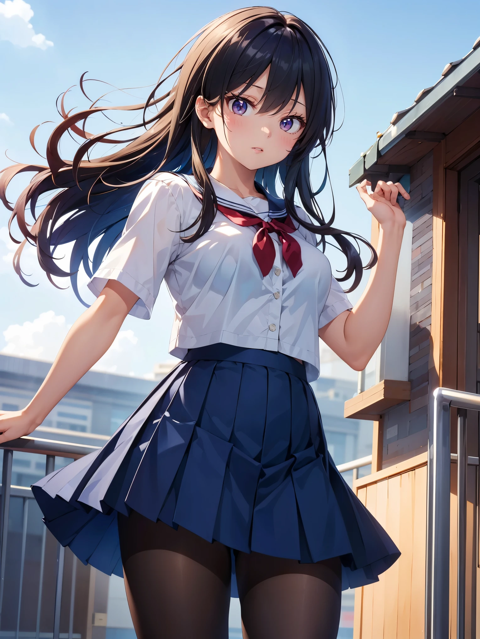 (((​masterpiece,top-quality,超A high resolution))),1womanl, ,((()),Beautiful breasts,12year old,,(((open open mouth))),(((A smile))),(((Nariko Saten))),,(((Best Quality,4K,in 8K))),((The wind is trying to ruin my skirt)),(((School uniform)),
