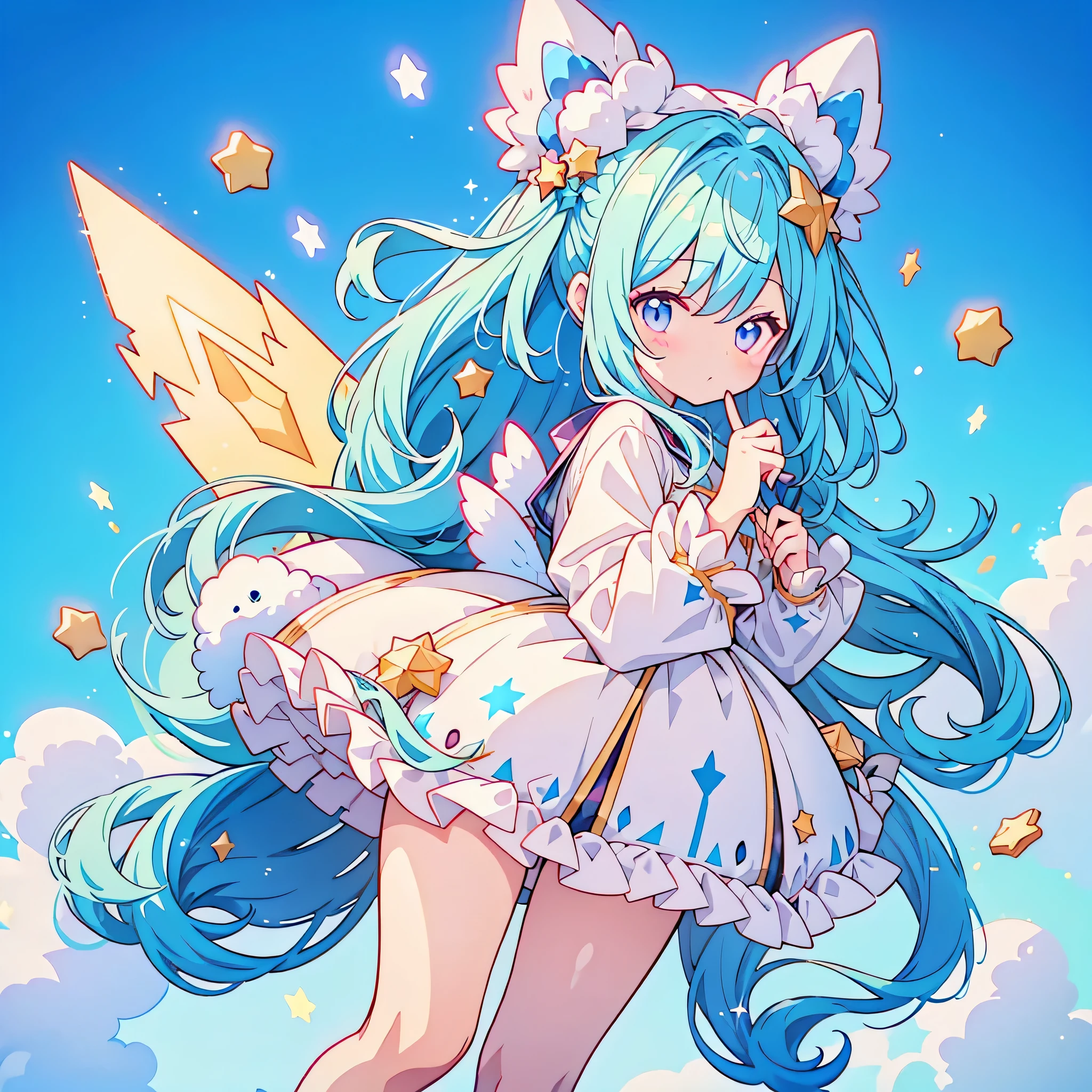 No people、( plush/Fluffy、Fluffy、 the cutest star fairy in the world who has a shape I've never seen、Star-shaped tail )、 illustration、patch、