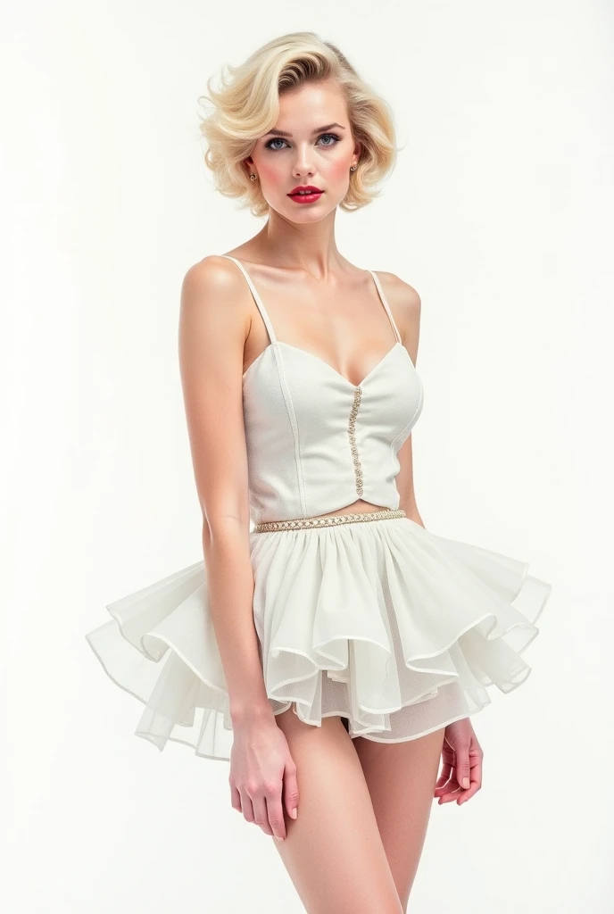 score_9, score_8_up, score_7_up, score_6_up, photorealistic, low angle, beautiful blonde in a light white summer dress, (short dress with straps), walks along a busy street, ((the wind lifts the hem of her dress)), ((white panties are visible)), surprised face, embarrassment, men look after her, (sunglasses), (France),