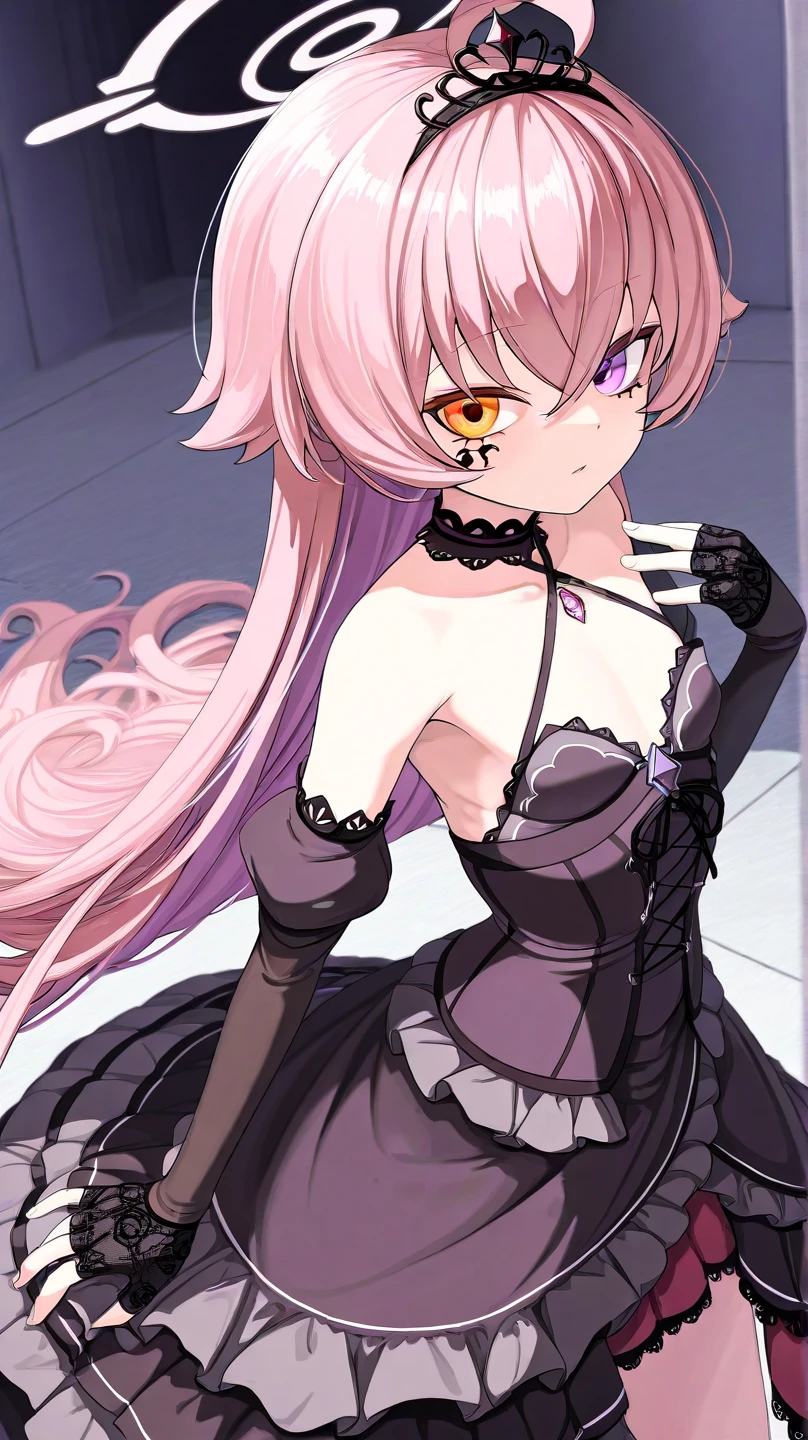 masterpiece, Highest quality,High resolution,Dorothy, Redhead,Red eyes, Have,dress,Braiding, black dress, View your viewers,