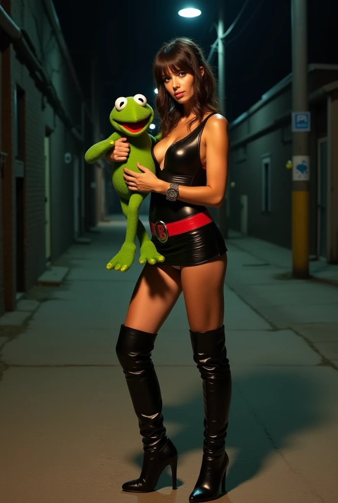Lexa Doig (age 30) is cosplaying a sexy Teenage Mutant Ni9nja Turtle at a comic convention and she is hamming it up for the crowd. Brie Larson begs for her autograph. Show her entire body.