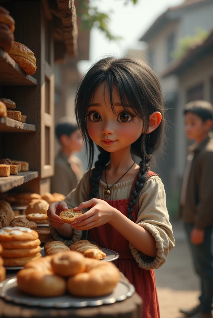 A young confectioner with a gentle face and small Arabic features but a dark atmosphere