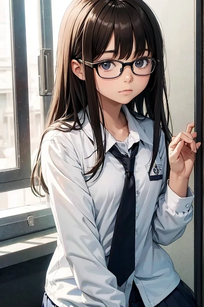 ((masterpiece,highres,4k, best quality, detailed eyes)),(solo:1.4),  complex_details,very detailed CG,very long hair, hair ribbon,grey eyes,(semi-rimless eyewear:1.2), nurse,nurse cap,wariza,(hand between legs:1.5) ,pigeon-toed,knees together,hidden hands,side face