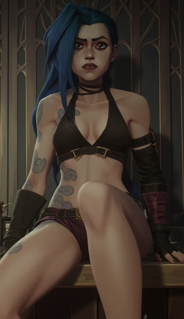 vi desnuda (League of Legends) ,They are smiling,  , pechos enormes , lengua fuera,Cara detallada, cuerpo perfecto , Sit down and open your legs, curva ,Thicc, ciudad de fondo en la noche, sudar, cuerpo completo, pelo corto,