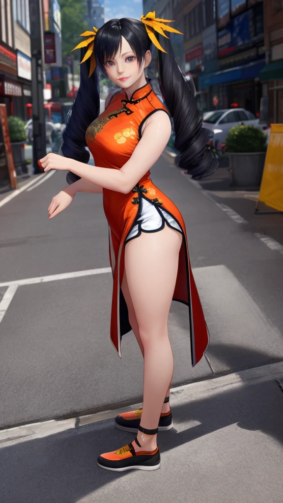 1girl、(9 year old martial artist gives footjob to penis)、evil smile、Black hair in twin buns、(Short cheongsam)、Cheongsam with slit、Shoulders are exposed、((Raise your knees))、Plump thighs、(foot on penis)、((sexy))、1boy、boy is hero、(penis)、(amazon position)、(The man is wearing armor)、The man is lying on the ground、((eject cum))、(On the unpaved roads of the village)、((Angle from below))、Stepping on the penis、