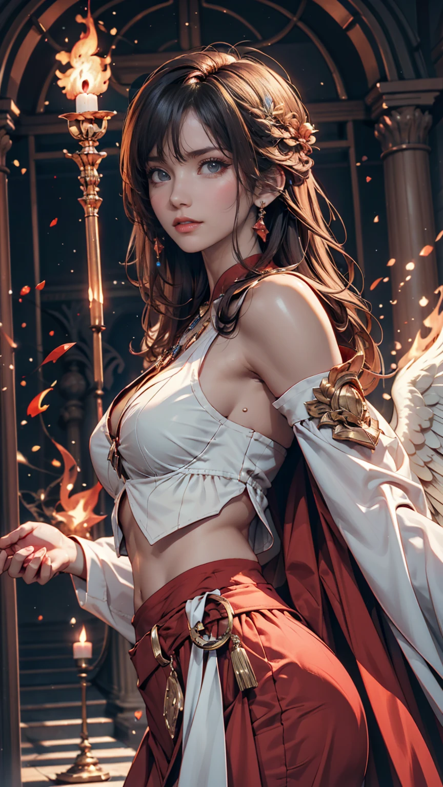 1 heroine, one beautiful princess, In the Dark: 1.6), Surreal Female Portraits by David Hockney and Alphonse Mucha, Fantasy art, Korean Doll, Photorealism, Dynamic Lighting, Art Station, Poster, Volumetric lighting, Highly detailed face, 8K Ultra, whole body, Awards, In the Dark, Deep Shadow, Modest, Cowboy Lens, (Red Phoenix Dress: 1.4), Long Hair, Black Hair, bust, Luxury palace, Royal Style, Princess Crown, Big round black eyes, Style Royal, The most beautiful face, Large and normal breasts, Ultra-realistic,