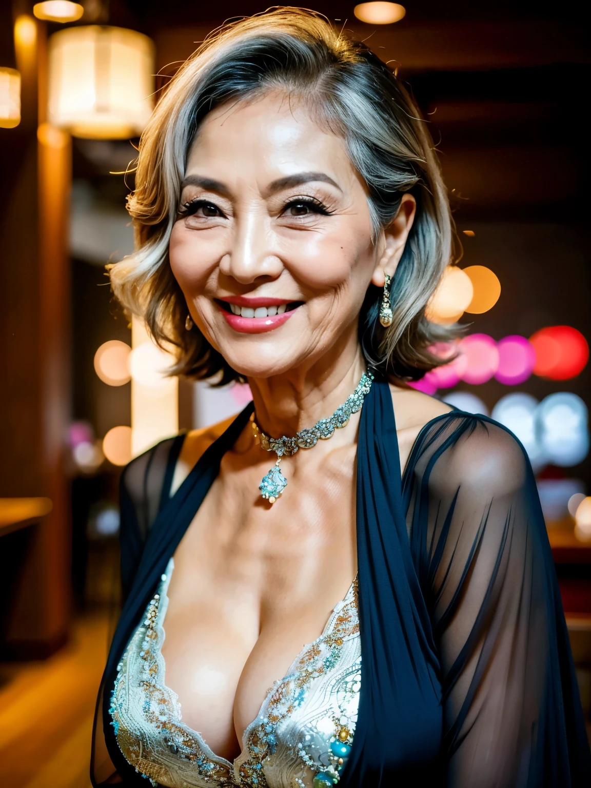 78 years old Mom MILF Korean, Lady large earring Big choker realisitic Gorgeous Madame Beautiful Mature Woman sexy Smile Gentle woman navel piercing 4K High quality